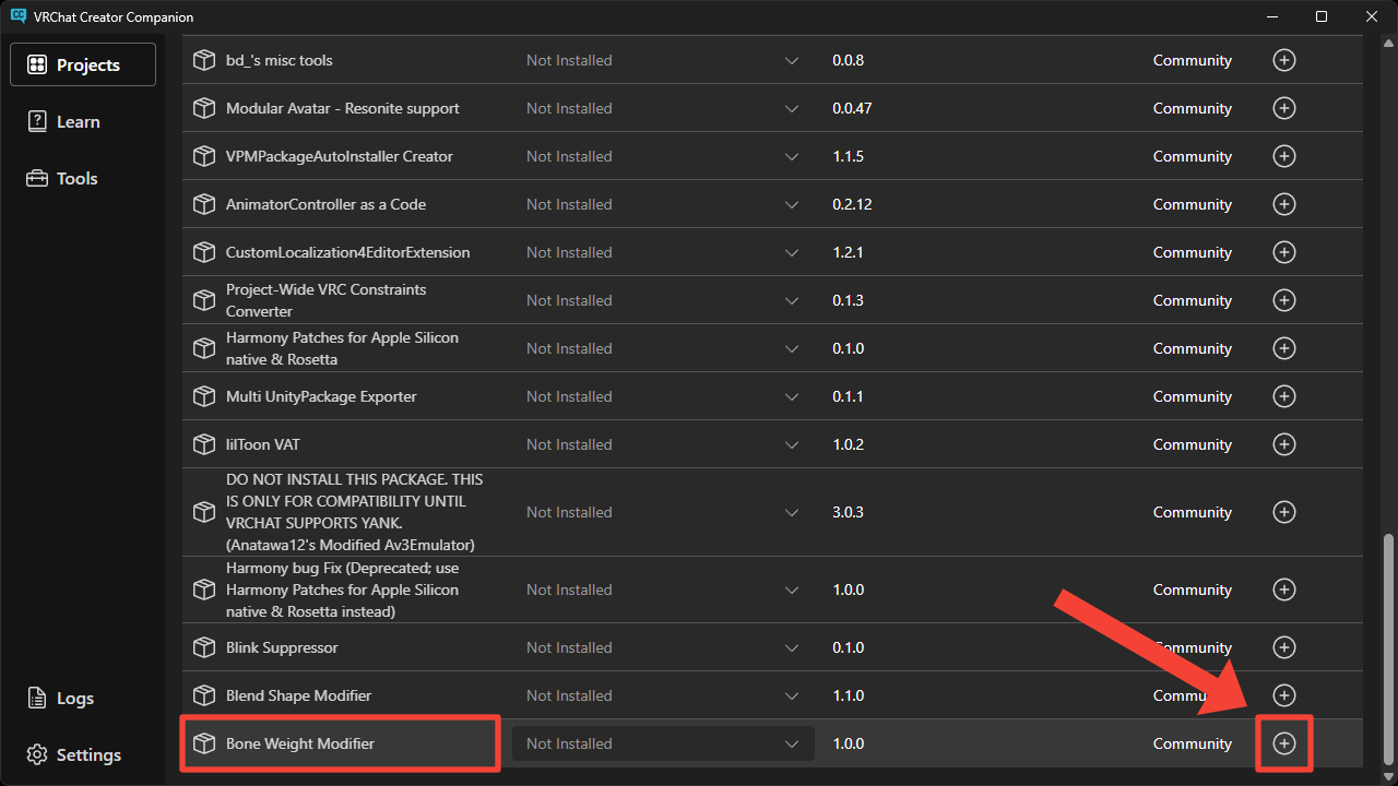パッケージのインストール